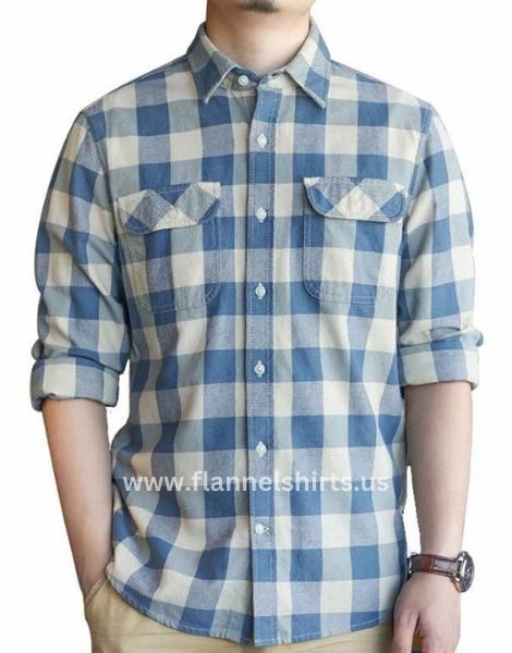 Wholesale Mens Light Blue Flannel Shirt Manufacturer