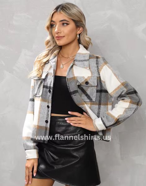 wholesale Black And White Plaid Button Down Flannel Shirt manufacturer