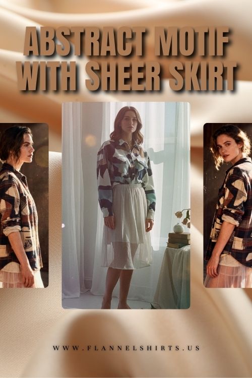 Abstract Motif Flannel with Sheer Skirt Abstract Motif Flannel with Sheer Skirt