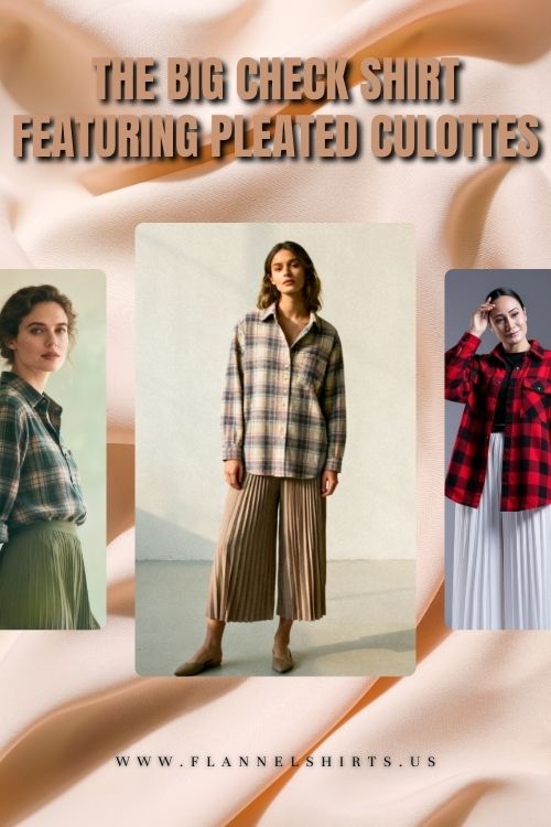 The Big Check Shirt Featuring Pleated Culottes The Big Check Shirt Featuring Pleated Culottes